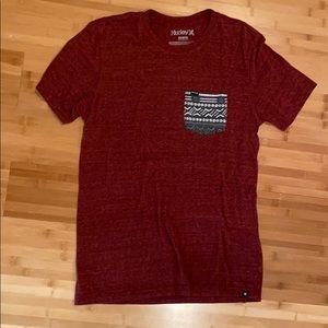 Red Hurley T-Shirt with Black and White Pocket
